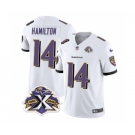 Men's Baltimore Ravens #14 Kyle Hamilton White 2023 F.U.S.E With Patch Throwback Vapor Limited Stitched Jersey