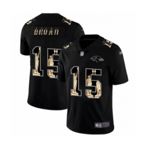 Men's Baltimore Ravens #15 Marquise Brown Limited Black Statue of Liberty Football Jersey