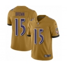 Men's Baltimore Ravens #15 Marquise Brown Limited Gold Inverted Legend Football Jersey