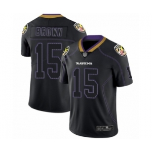 Men's Baltimore Ravens #15 Marquise Brown Limited Lights Out Black Rush Football Jersey