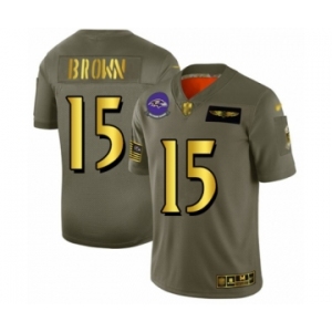 Men's Baltimore Ravens #15 Marquise Brown Olive Gold 2019 Salute to Service Limited Player Football Jersey