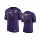 Men's Baltimore Ravens #15 Marquise Brown Purple Team 25th Season Golden Limited Football Jersey