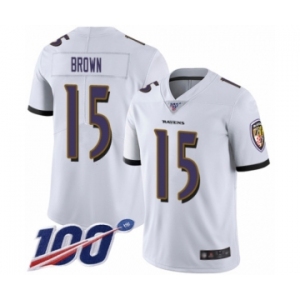 Men's Baltimore Ravens #15 Marquise Brown White Vapor Untouchable Limited Player 100th Season Football Jersey