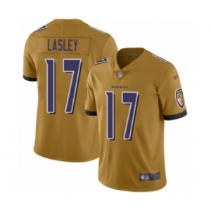 Men's Baltimore Ravens #17 Jordan Lasley Limited Gold Inverted Legend Football Jersey