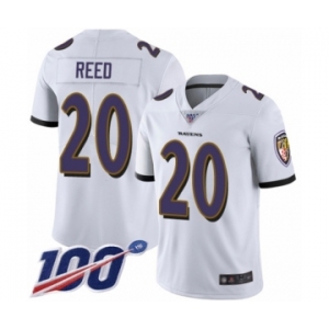 Men's Baltimore Ravens #20 Ed Reed White Vapor Untouchable Limited Player 100th Season Football Jersey