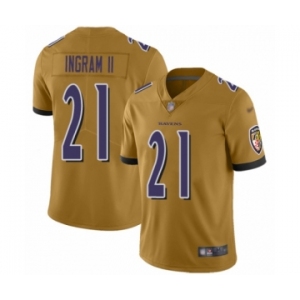 Men's Baltimore Ravens #21 Mark Ingram II Limited Gold Inverted Legend Football Jersey