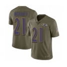 Men's Baltimore Ravens #21 Mark Ingram II Limited Olive 2017 Salute to Service Football Jersey