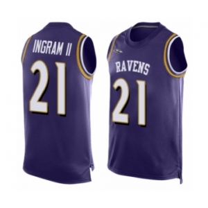 Men's Baltimore Ravens #21 Mark Ingram II Limited Purple Player Name & Number Tank Top Football Jersey