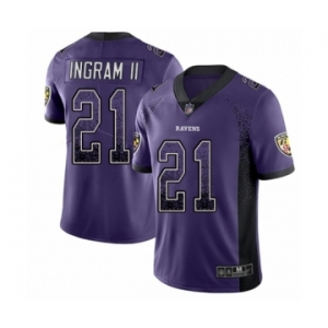 Men's Baltimore Ravens #21 Mark Ingram II Limited Purple Rush Drift Fashion Football Jersey