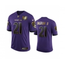 Men's Baltimore Ravens #21 Mark Ingram II Purple Team 25th Season Golden Limited Football Jersey