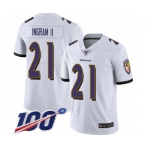 Men's Baltimore Ravens #21 Mark Ingram II White Vapor Untouchable Limited Player 100th Season Football Jersey