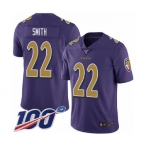 Men's Baltimore Ravens #22 Jimmy Smith Limited Purple Rush Vapor Untouchable 100th Season Football Jersey