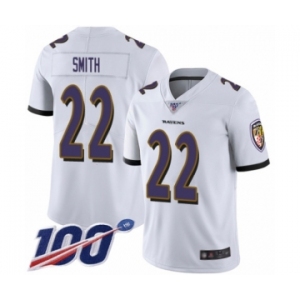 Men's Baltimore Ravens #22 Jimmy Smith White Vapor Untouchable Limited Player 100th Season Football Jersey