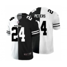 Men's Baltimore Ravens #24 Marcus Peters Black V White Peace Split Vapor Untouchable Limited Football Jersey