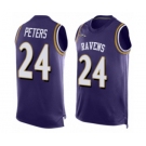 Men's Baltimore Ravens #24 Marcus Peters Elite Purple Player Name & Number Tank Top Football Jersey