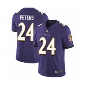 Men's Baltimore Ravens #24 Marcus Peters Purple Team Color Vapor Untouchable Limited Player Football Jersey