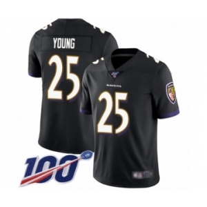 Men's Baltimore Ravens #25 Tavon Young Black Alternate Vapor Untouchable Limited Player 100th Season Football Jersey