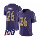 Men's Baltimore Ravens #26 Maurice Canady Limited Purple Rush Vapor Untouchable 100th Season Football Jersey