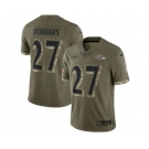 Men's Baltimore Ravens #27 J.K. Dobbins 2022 Olive Salute To Service Limited Stitched Jersey