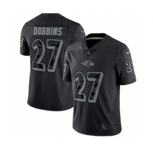 Men's Baltimore Ravens #27 J.K. Dobbins Black Reflective Limited Stitched Football Jersey
