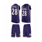 Men's Baltimore Ravens #28 Justin Bethel Limited Purple Tank Top Suit Football Jersey