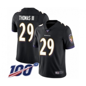 Men's Baltimore Ravens #29 Earl Thomas III Black Alternate Vapor Untouchable Limited Player 100th Season Football Jersey