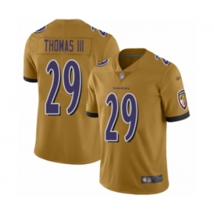 Men's Baltimore Ravens #29 Earl Thomas III Limited Gold Inverted Legend Football Jersey