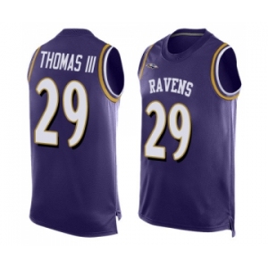 Men's Baltimore Ravens #29 Earl Thomas III Limited Purple Player Name & Number Tank Top Football Jersey