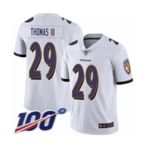 Men's Baltimore Ravens #29 Earl Thomas III White Vapor Untouchable Limited Player 100th Season Football Jersey