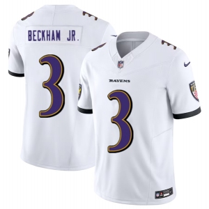 Men's Baltimore Ravens #3 Odell Beckham Jr. White 2023 F.U.S.E. Vapor Untouchable Stitched Jersey