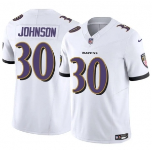 Men's Baltimore Ravens #30 D'Ernest Johnson White 2025 F.U.S.E. Vapor Limited Football Jersey
