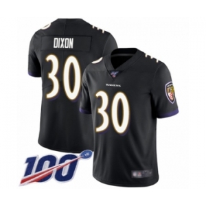 Men's Baltimore Ravens #30 Kenneth Dixon Black Alternate Vapor Untouchable Limited Player 100th Season Football Jersey