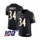 Men's Baltimore Ravens #34 Anthony Averett Black Alternate Vapor Untouchable Limited Player 100th Season Football Jersey