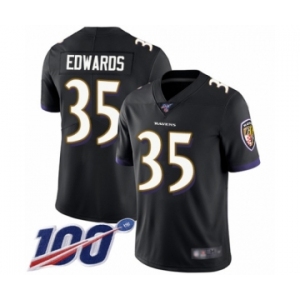 Men's Baltimore Ravens #35 Gus Edwards Black Alternate Vapor Untouchable Limited Player 100th Season Football Jersey