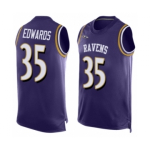 Men's Baltimore Ravens #35 Gus Edwards Elite Purple Player Name & Number Tank Top Football Jersey