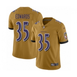 Men's Baltimore Ravens #35 Gus Edwards Limited Gold Inverted Legend Football Jersey