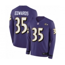 Men's Baltimore Ravens #35 Gus Edwards Limited Purple Therma Long Sleeve Football Jersey