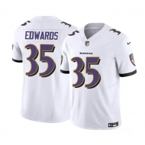 Men's Baltimore Ravens #35 Gus Edwards White 2023 F.U.S.E. Vapor Limited Football Stitched Jersey