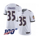 Men's Baltimore Ravens #35 Gus Edwards White Vapor Untouchable Limited Player 100th Season Football Jersey