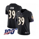 Men's Baltimore Ravens #39 Tyler Ervin Black Alternate Vapor Untouchable Limited Player 100th Season Football Jersey