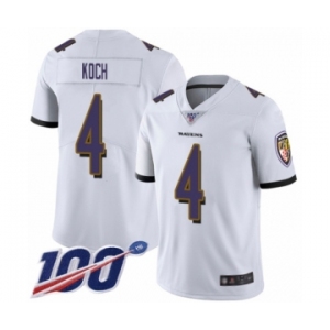 Men's Baltimore Ravens #4 Sam Koch White Vapor Untouchable Limited Player 100th Season Football Jersey