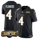 Men's Baltimore Ravens #4 Zay Flowers Black 2023 F.U.S.E. AFC North Champions Vapor Limited Football Stitched Jersey