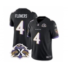 Men's Baltimore Ravens #4 Zay Flowers Black 2023 F.U.S.E With Patch Throwback Vapor Limited Stitched Jersey