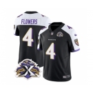 Men's Baltimore Ravens #4 Zay Flowers Black White 2023 F.U.S.E With Patch Throwback Vapor Limited Stitched Jersey