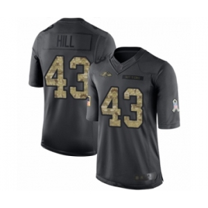 Men's Baltimore Ravens #43 Justice Hill Limited Black 2016 Salute to Service Football Jersey