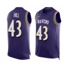 Men's Baltimore Ravens #43 Justice Hill Limited Purple Player Name & Number Tank Top Football Jersey