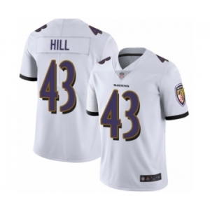 Men's Baltimore Ravens #43 Justice Hill White Vapor Untouchable Limited Player Football Jersey