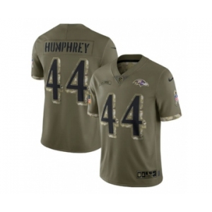 Men's Baltimore Ravens #44 Marlon Humphrey 2022 Olive Salute To Service Limited Stitched Jersey