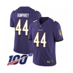 Men's Baltimore Ravens #44 Marlon Humphrey Purple Team Color Vapor Untouchable Limited Player 100th Season Football Jersey