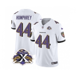 Men's Baltimore Ravens #44 Marlon Humphrey White 2023 F.U.S.E With Patch Throwback Vapor Limited Stitched Jersey